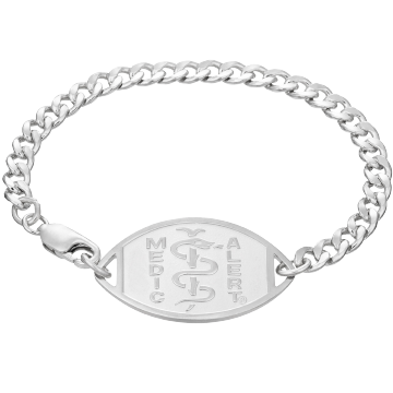 QR Code Classic Embossed Medical ID Bracelet Sterling Silver, Silver, large image number 1